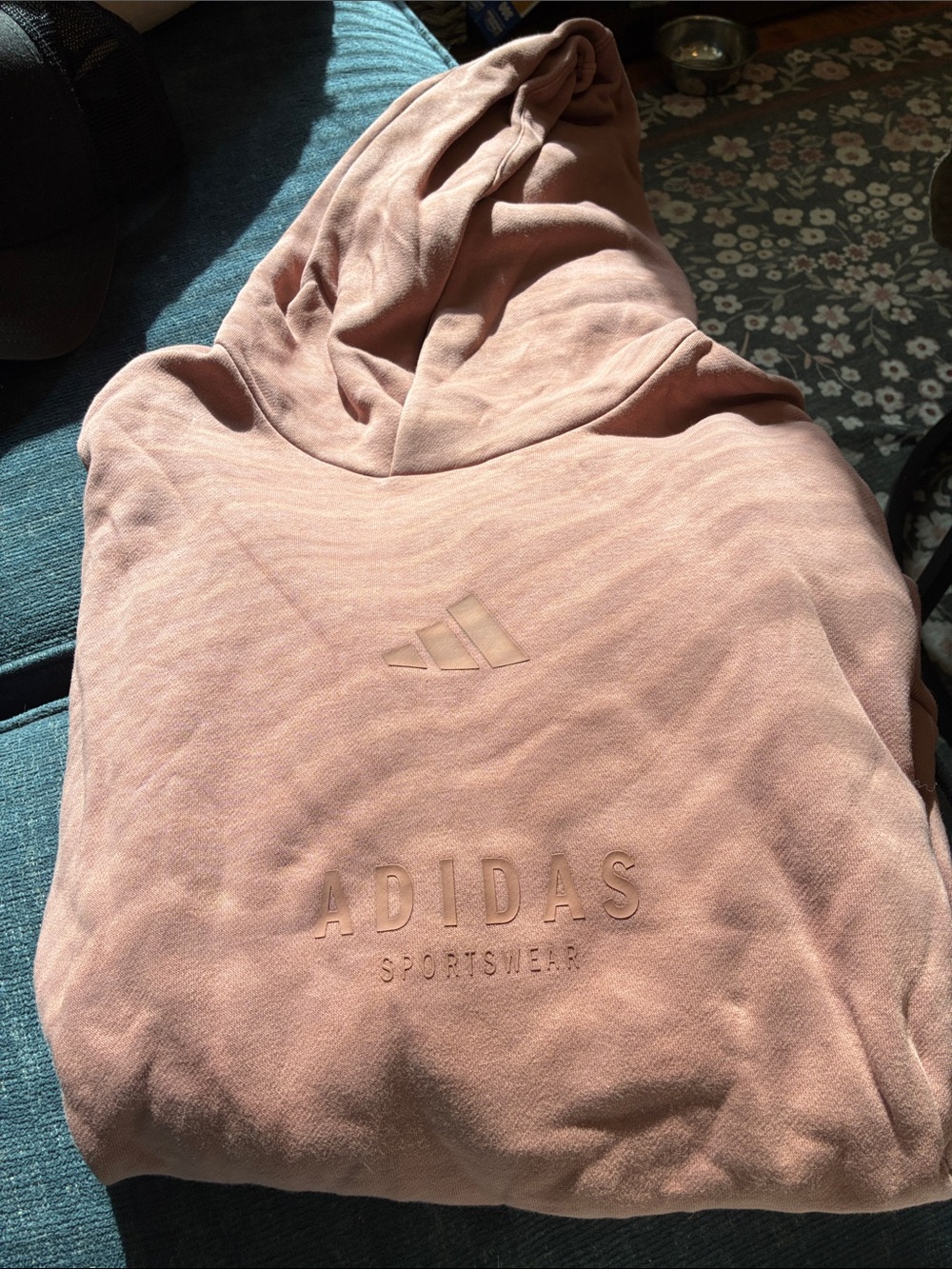 adidas Pink Hooded Sweatshirt with Embossed Logo